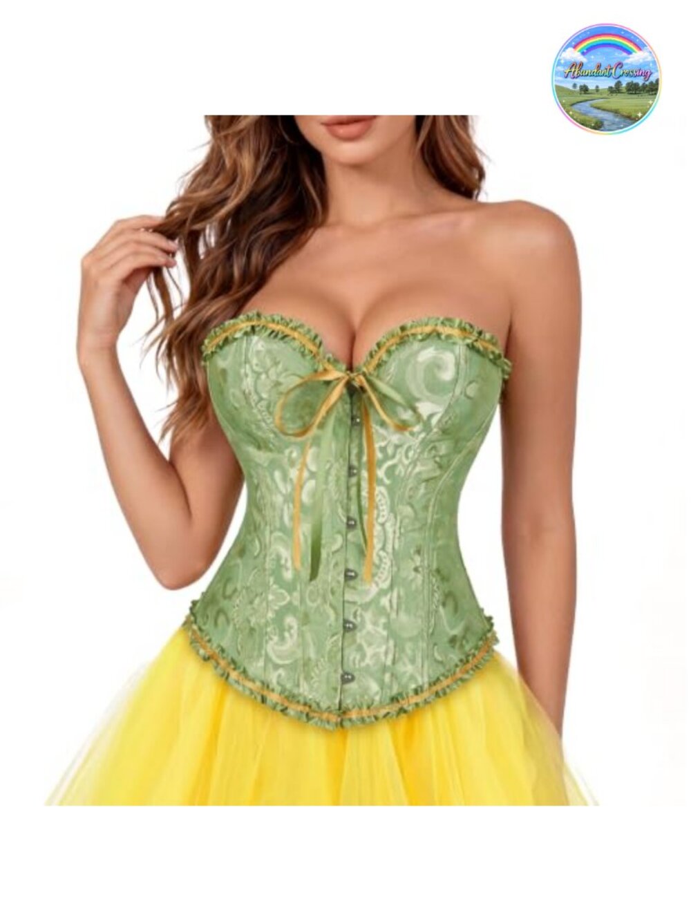 Women's Victorian Overbust Corset Top Brocade Lace-Up Renaissance Bustier